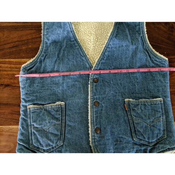 Vintage Levis Western Denim Vest Men Size S  Orange Tab Sherpa Lined USA 70s 80s - Picture 13 of 15